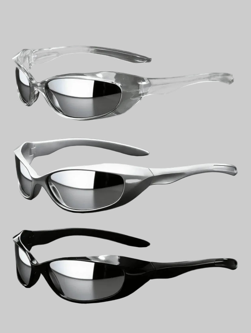 y2k futuristic pure black glasses