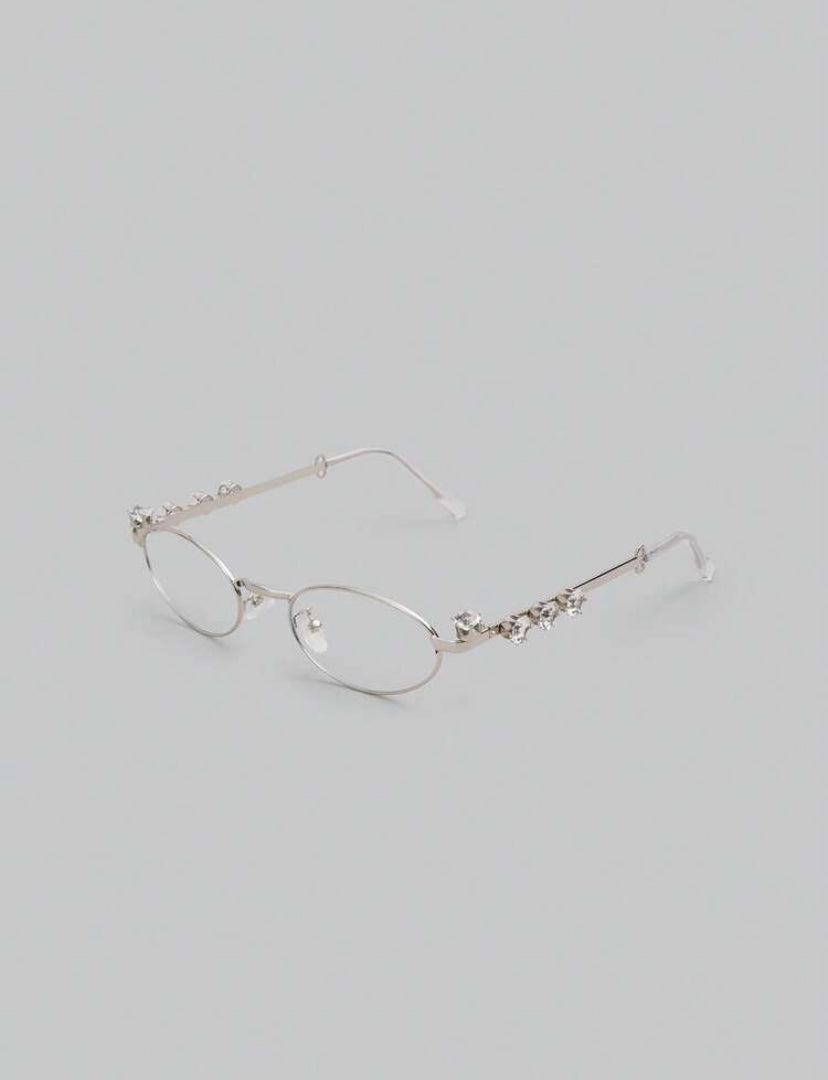 oval rhinestone glasses frame