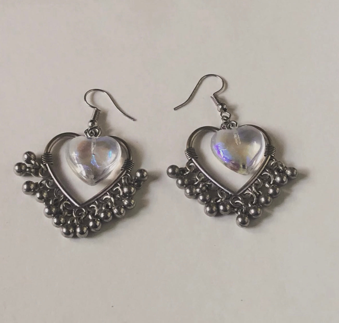 glass heart earrings