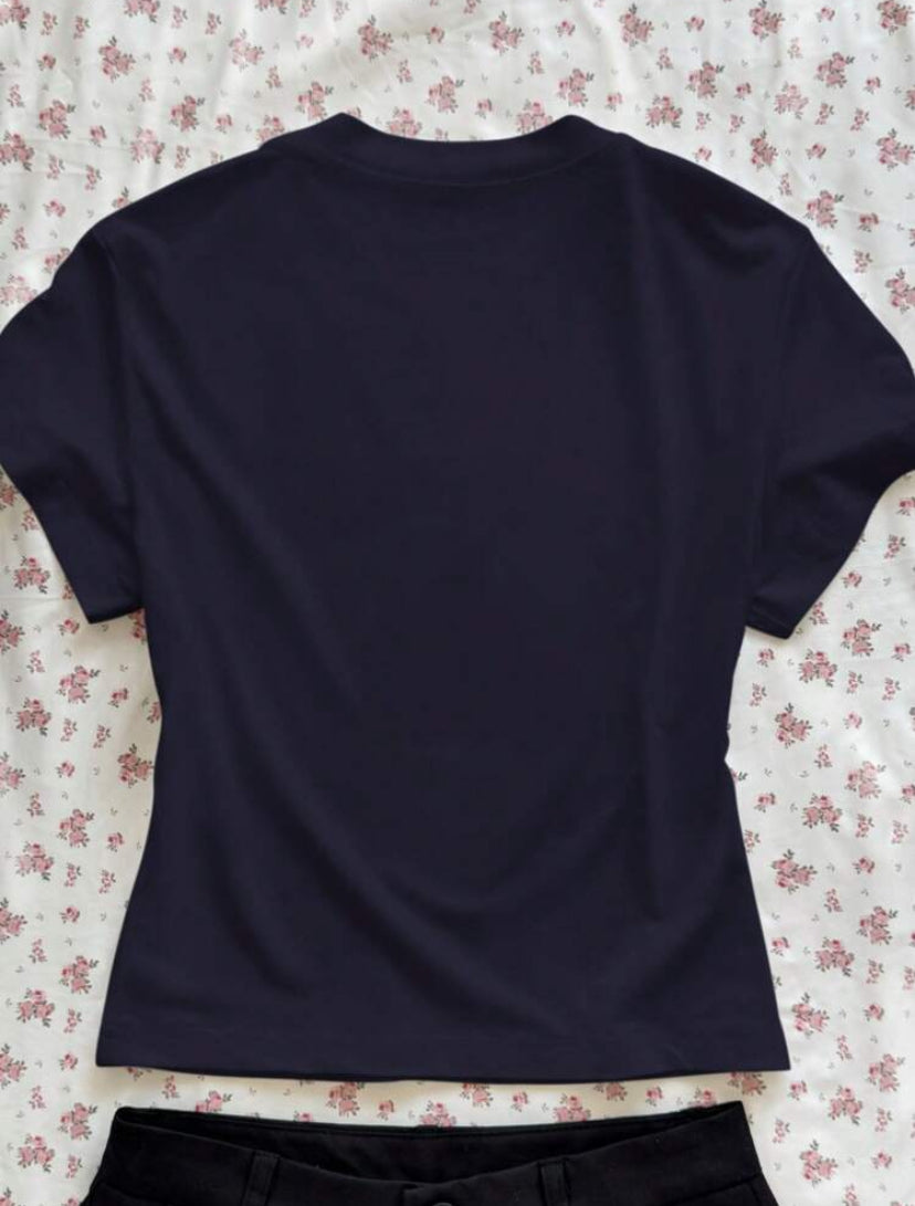 strawberry navy blue top