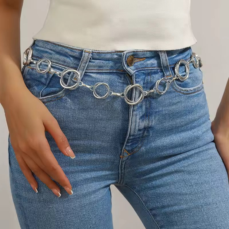 hollow circle waist chain