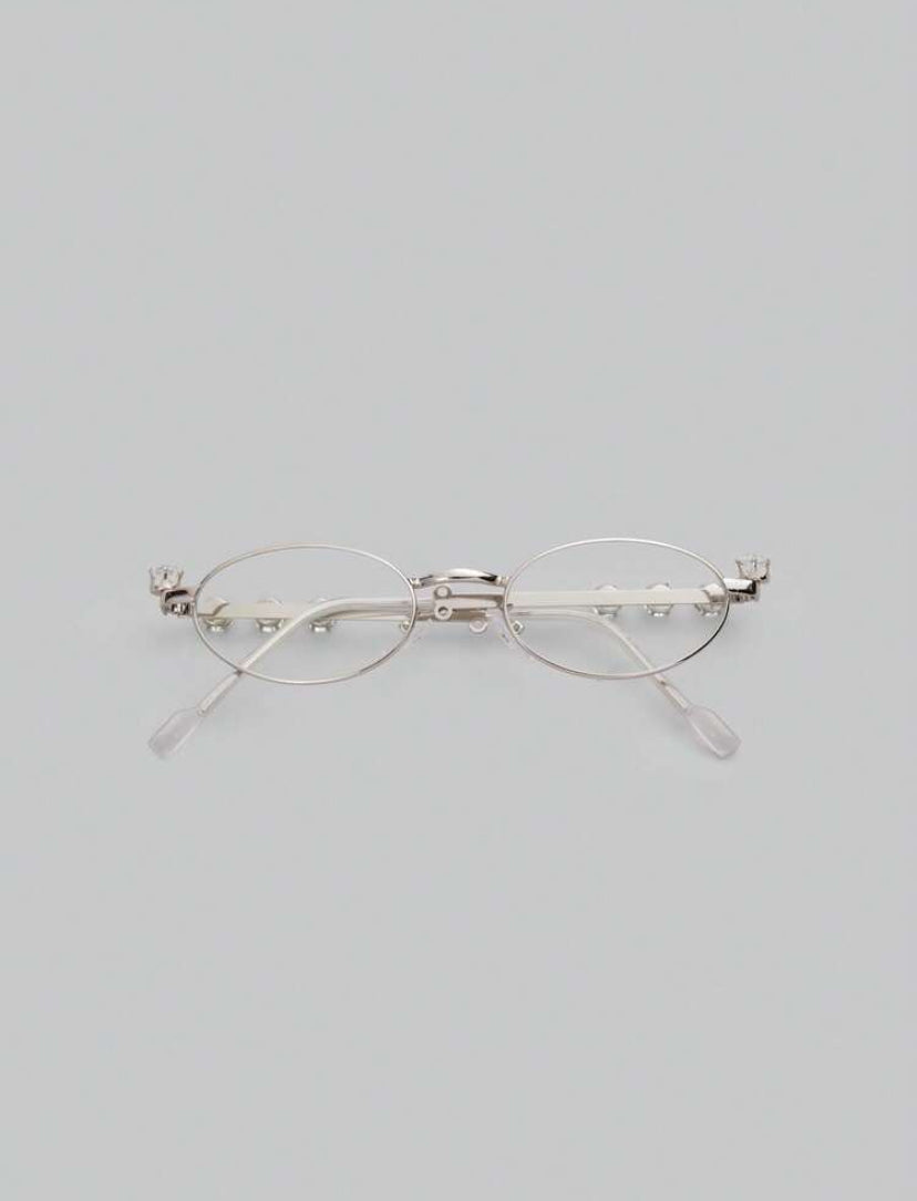 oval rhinestone glasses frame