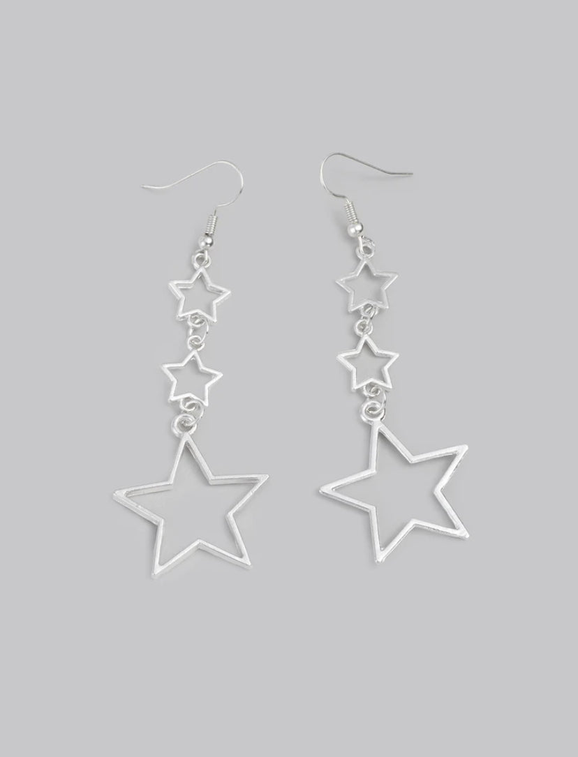 multi hollow star earrings