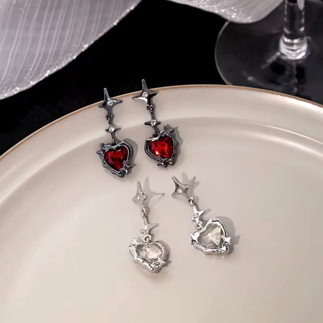 gothic heart earrings