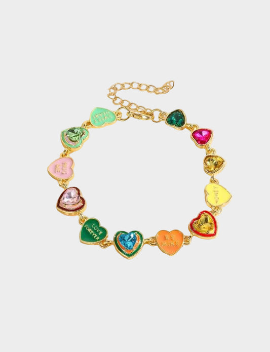 colorful heart charm bracelet