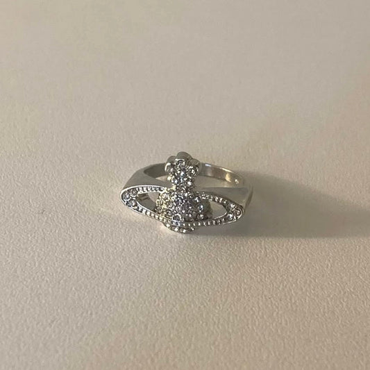 saturn rhinestone ring