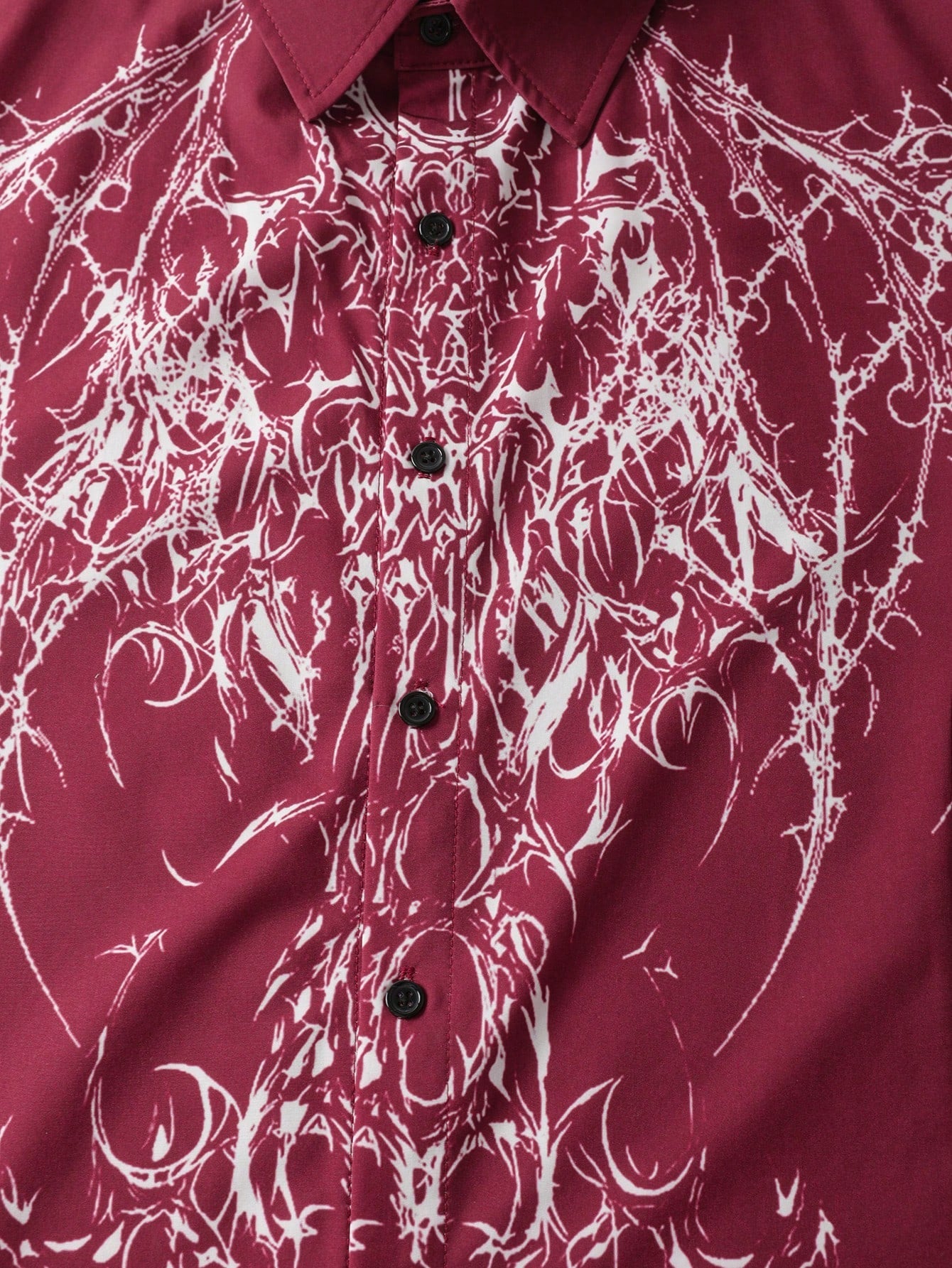 men tribal wing graphic red button up shirt