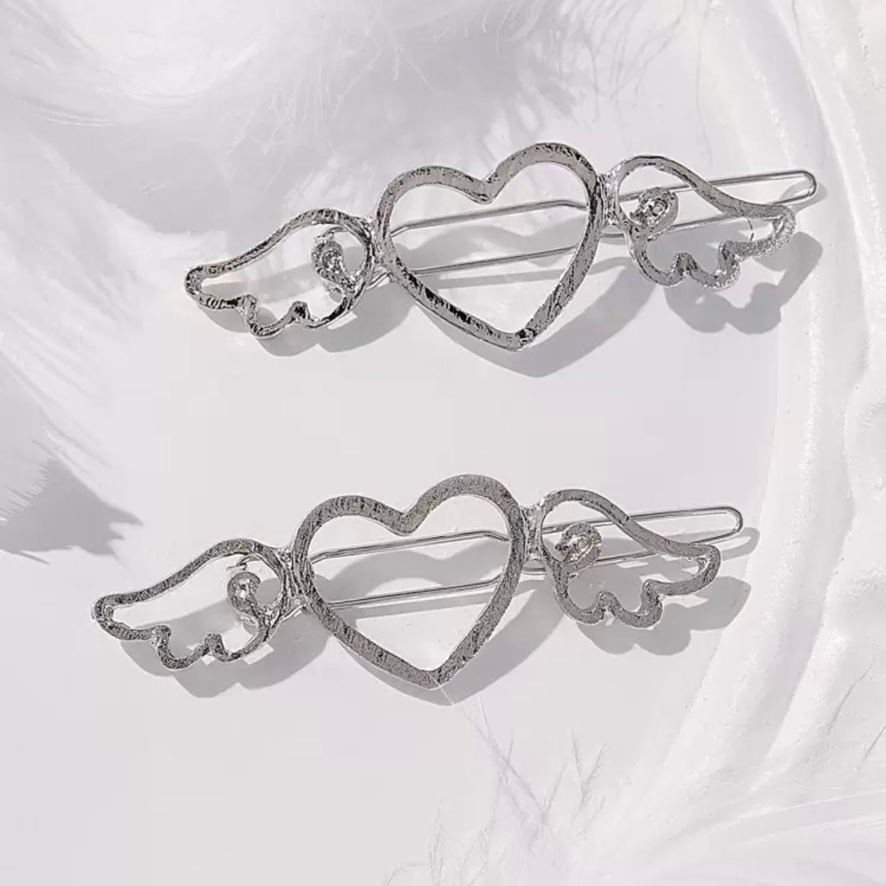 heart wing hair pins