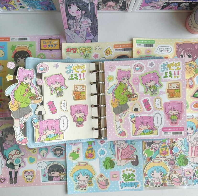 cartoon girly sticker sheet