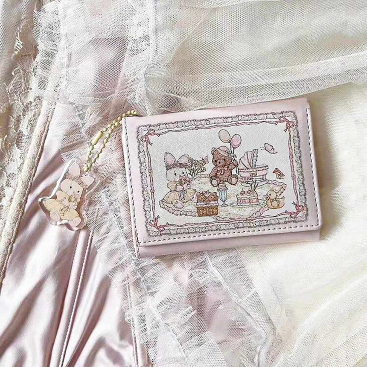 kawaii pink wallet 🧸🐰