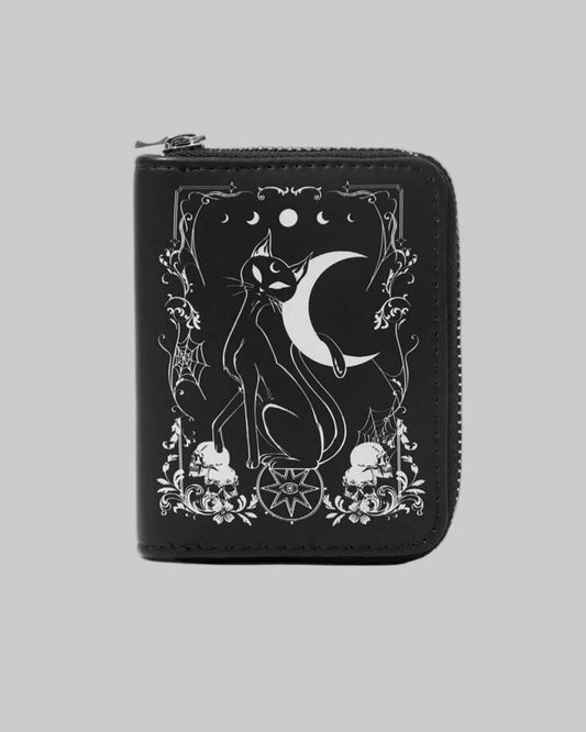 gothic cat n moon black wallet