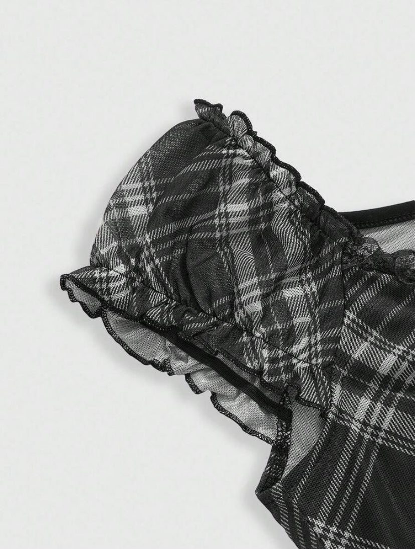 doll sheer plaid top