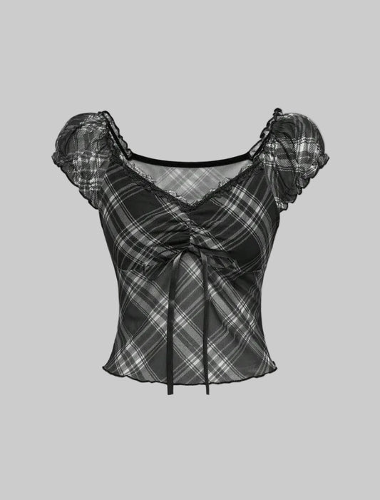 doll sheer plaid top