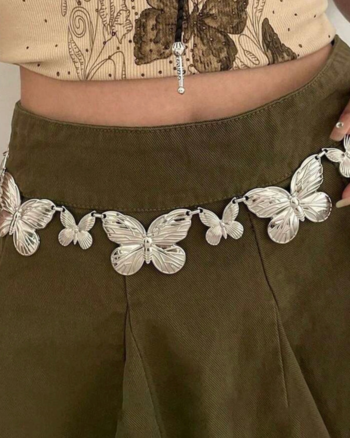 silver buttterfly star waist chain