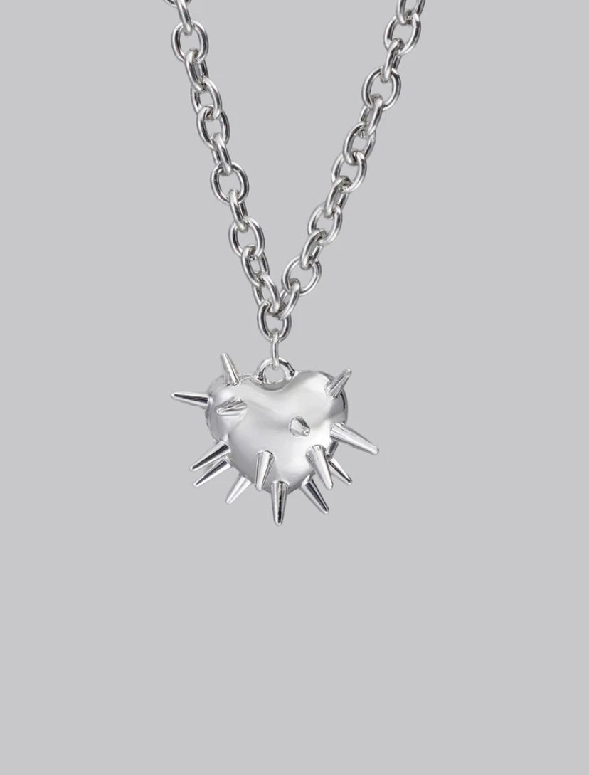 silver thorn heart pendant
