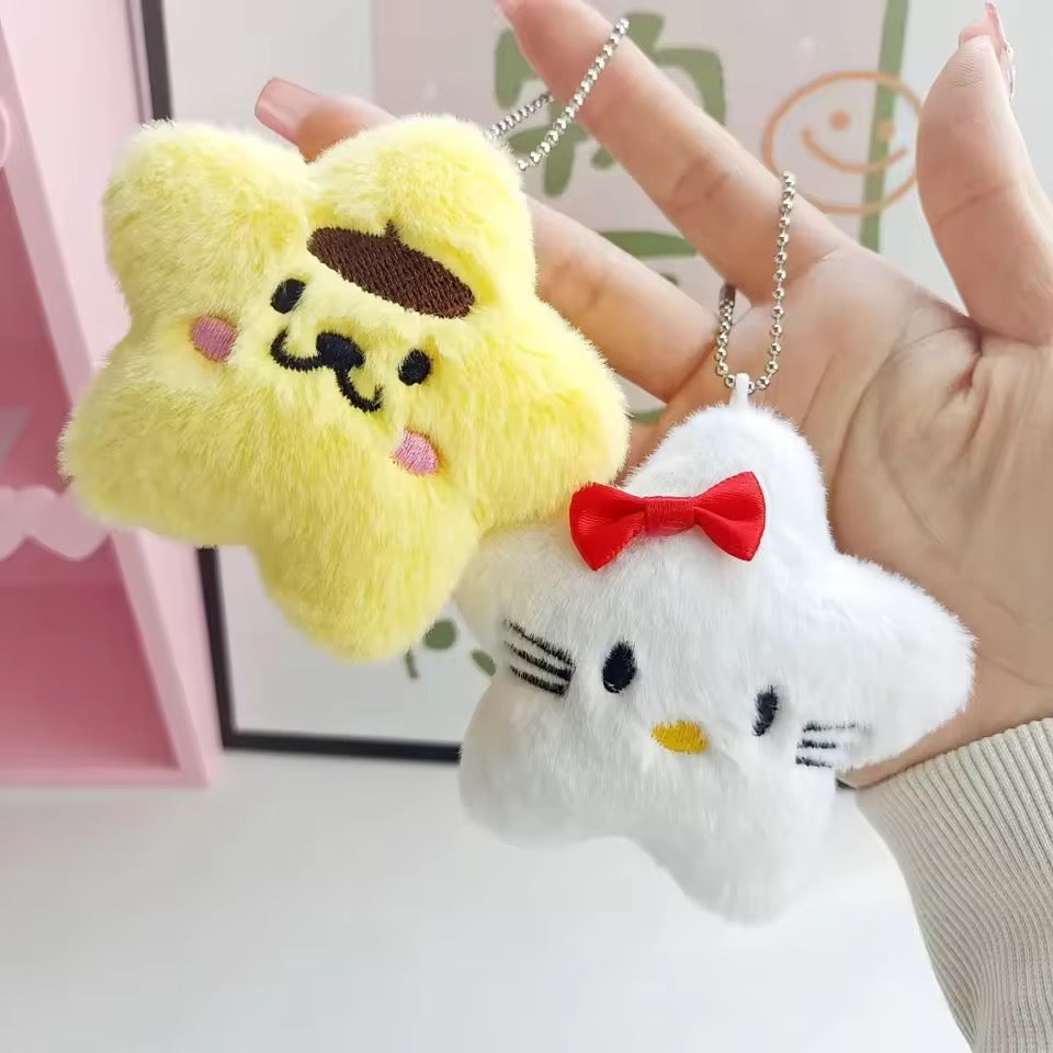 sanrio star plush keychain