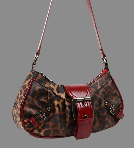 burgundy leopard print bag