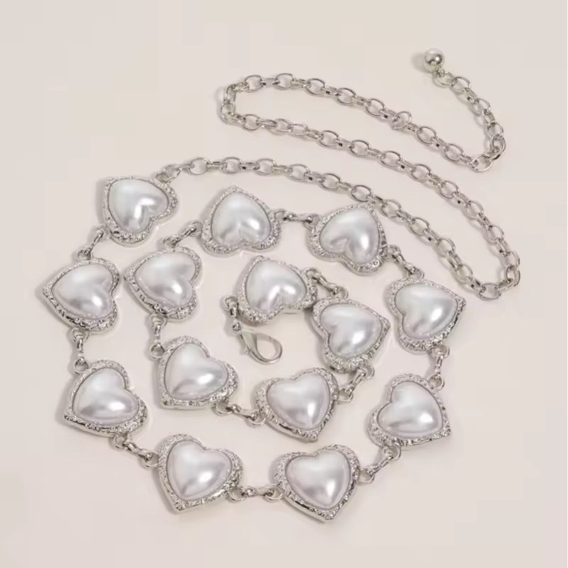 silver heart waist chain