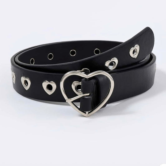 heart buckle black belt