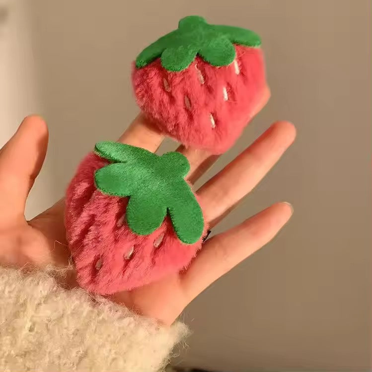 strawberry plush hair pin