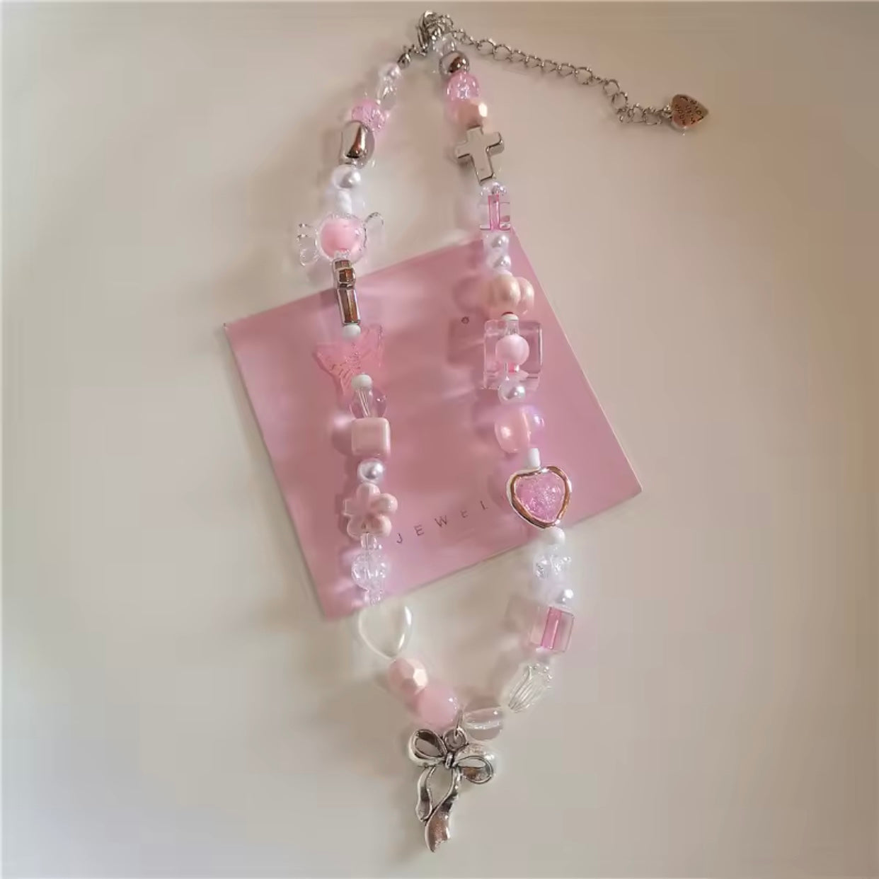 kpop pink y2k necklaces