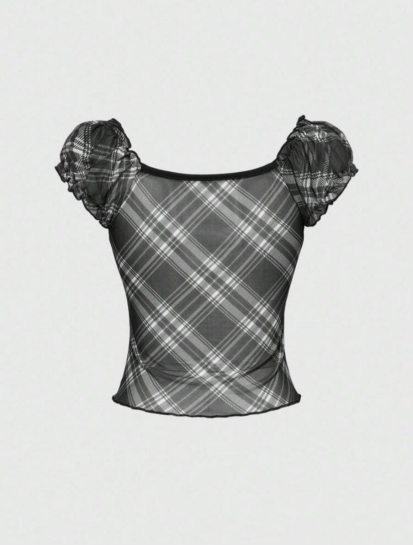 doll sheer plaid top