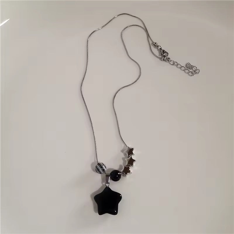 kpop black star bead necklaces