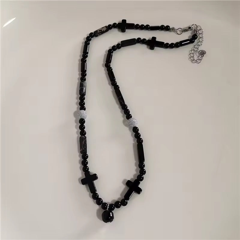 kpop black star bead necklaces