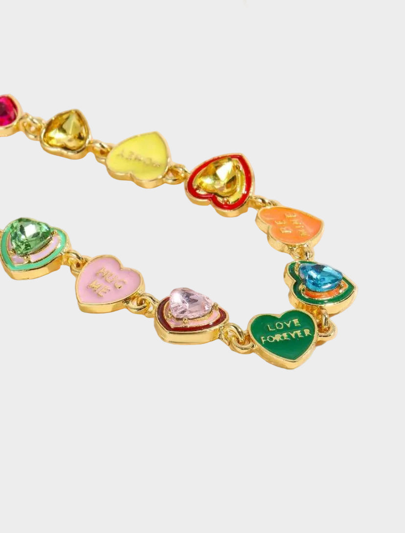 colorful heart charm bracelet