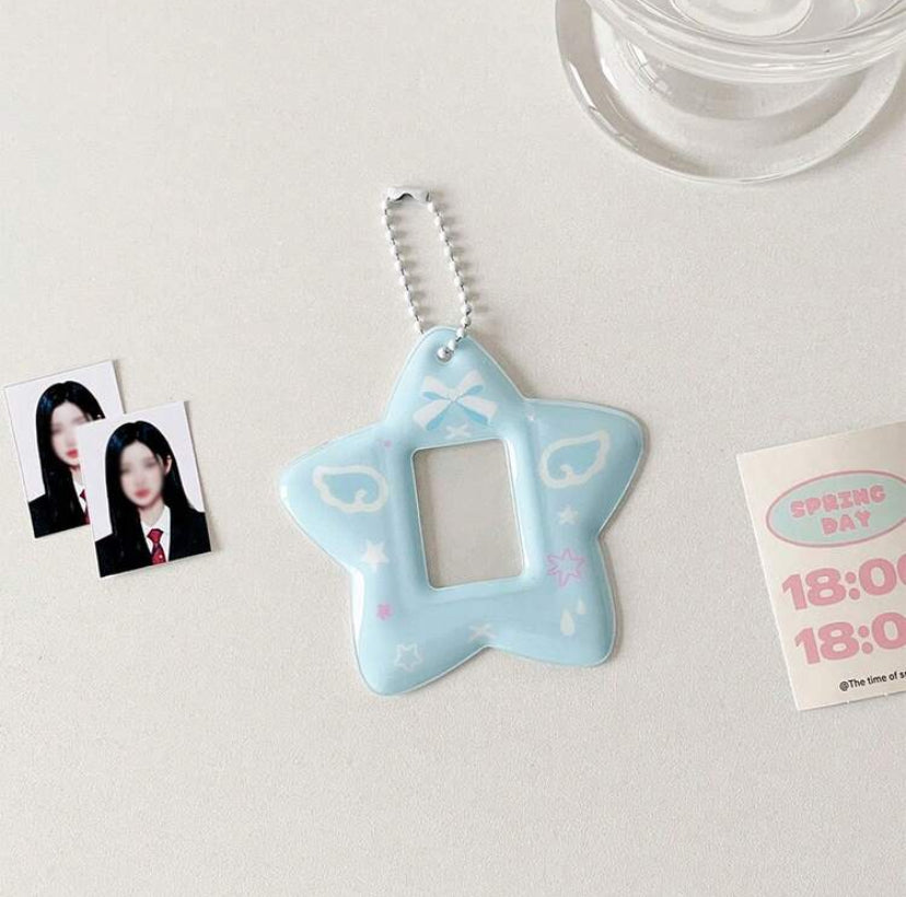 pastel star picture holder keychain