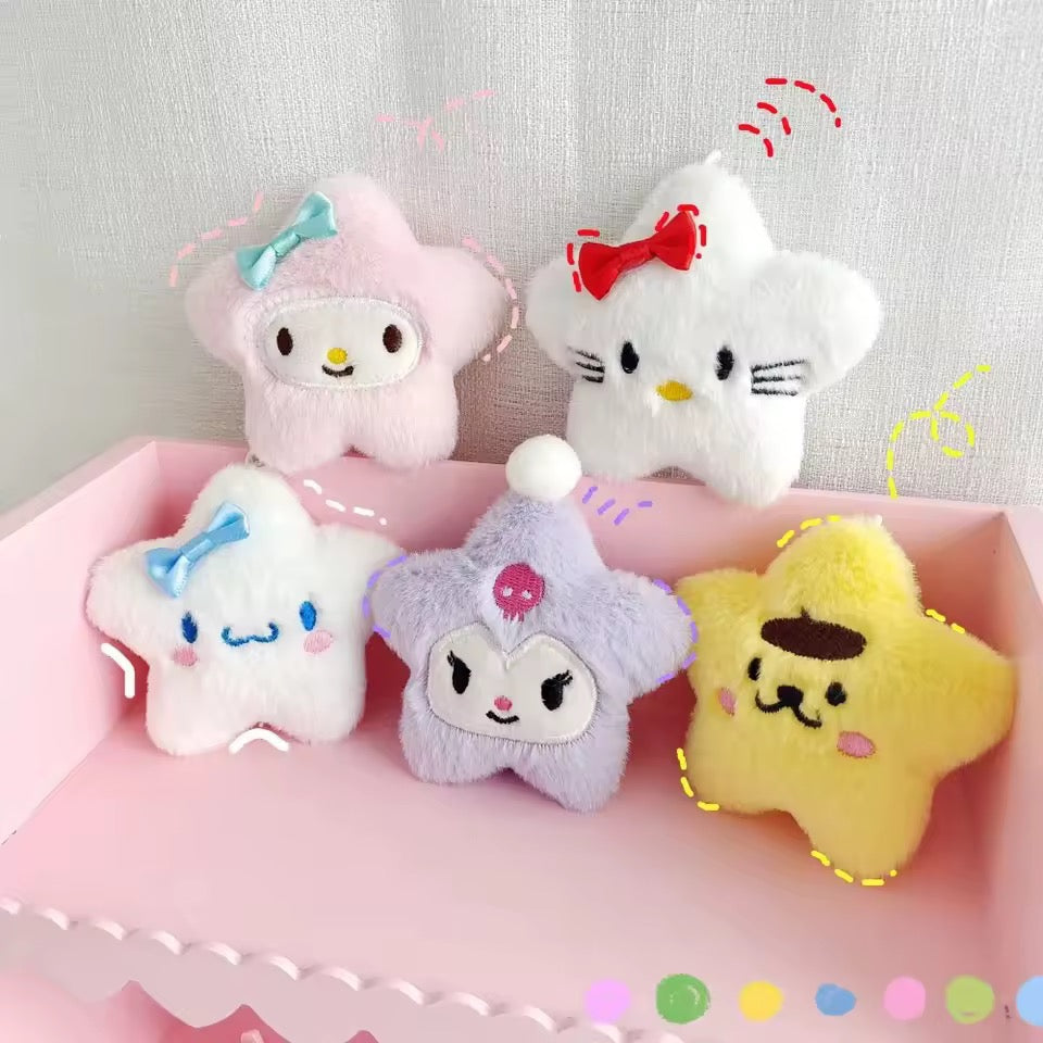 sanrio star plush keychain