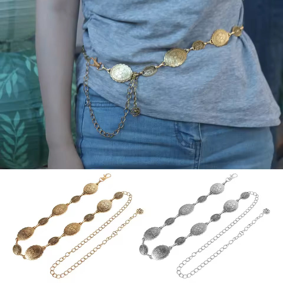 vintage silver n gold waist chain