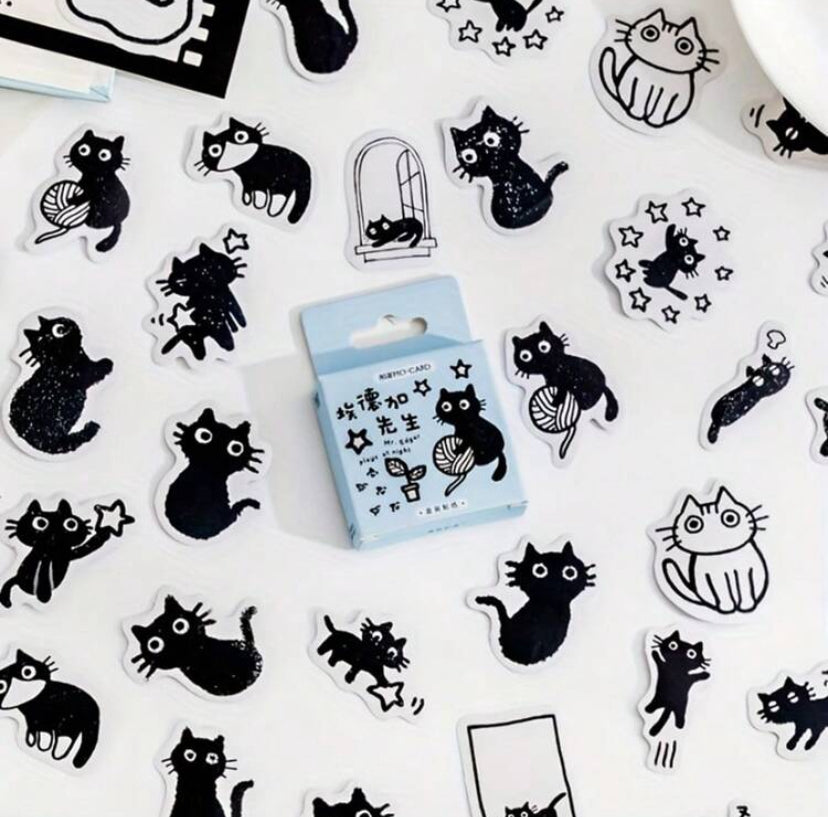 black cat sticker box