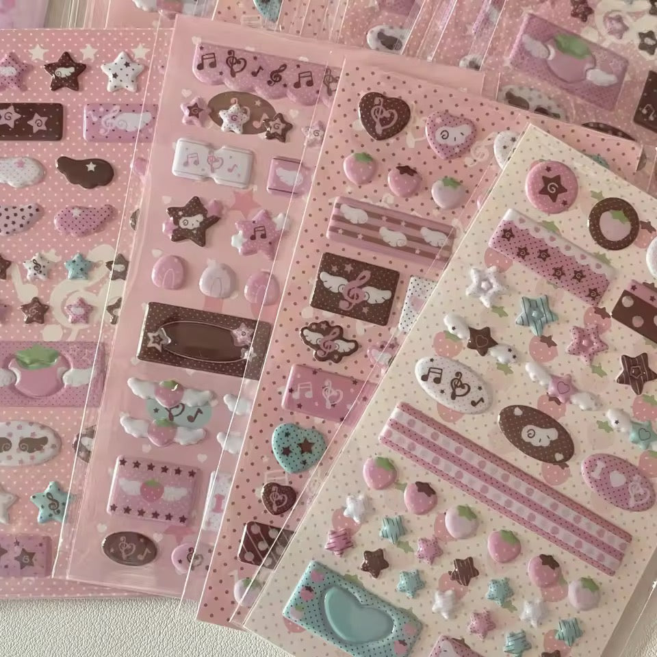 pink | brown aesthetic puffy stickers