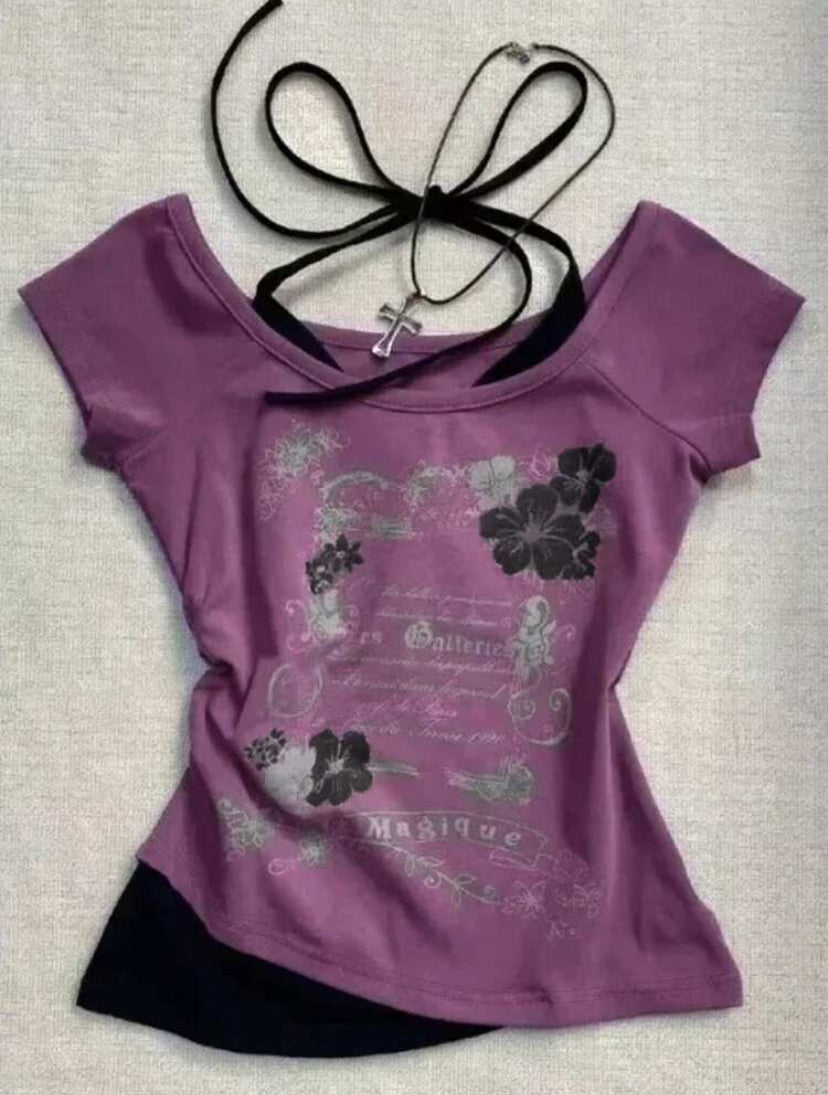 olive green graphic top