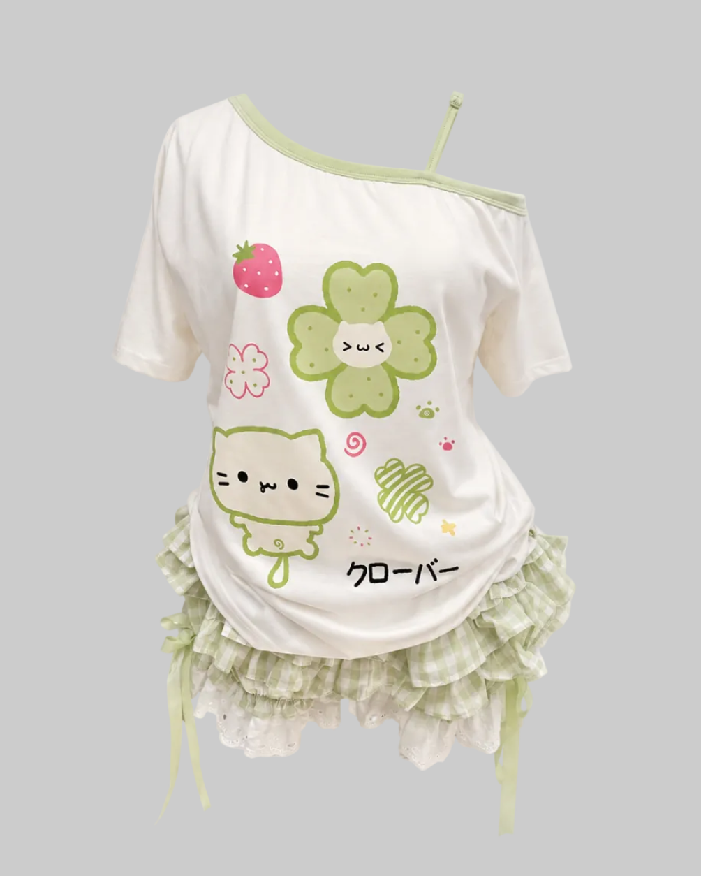 four leaf clover off shoulder shirt