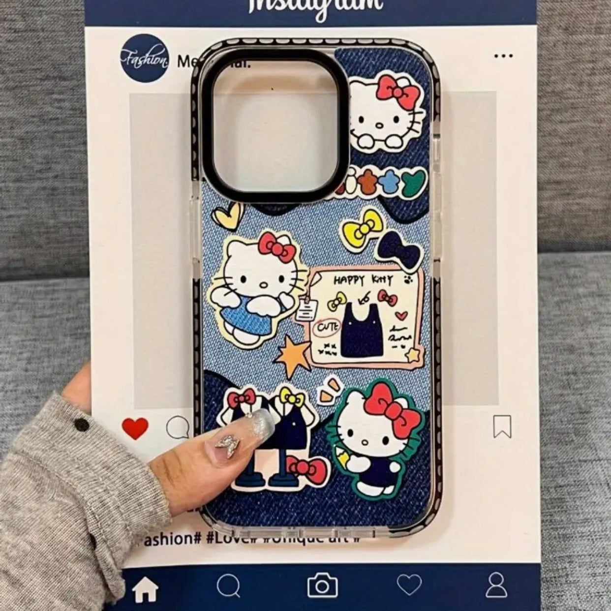 denim hello kitty phone case