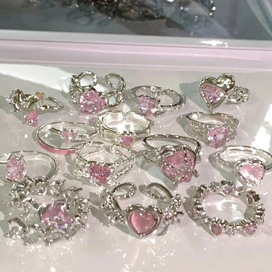 y2k pink rings set (13 rings)
