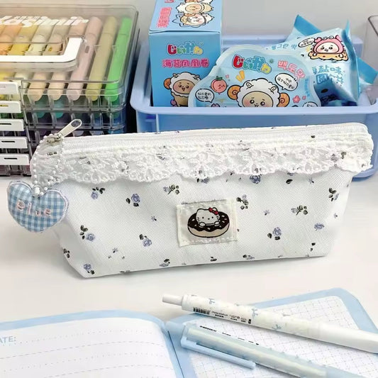 floral blue hello kitty pouch | pencil case