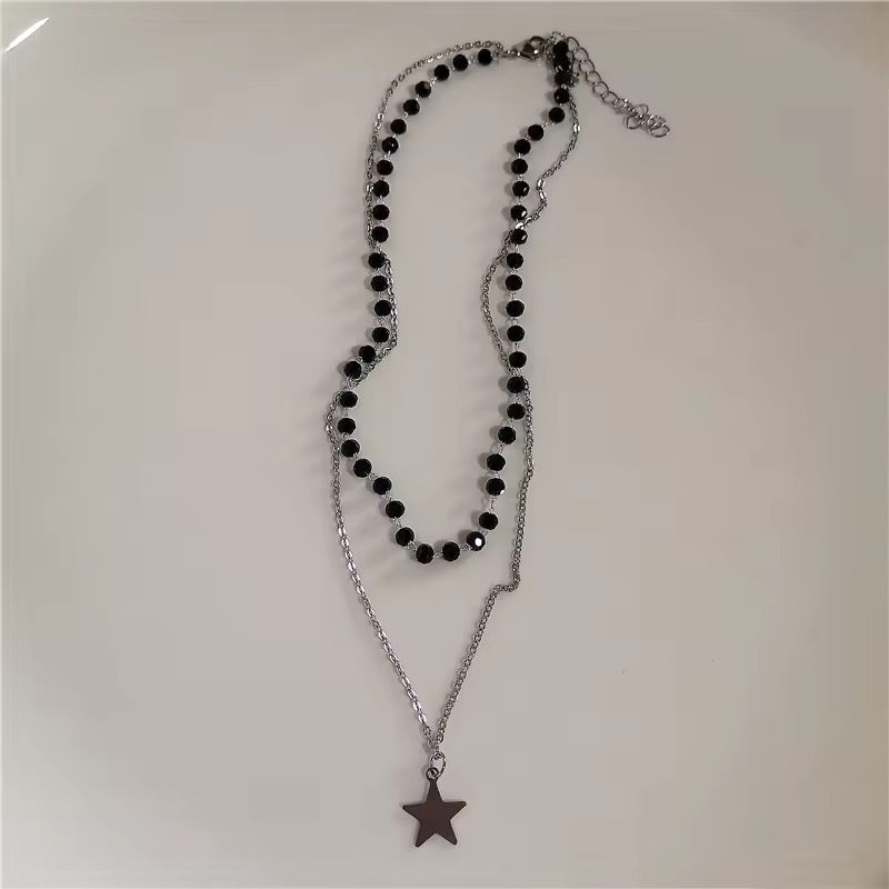 kpop black star bead necklaces