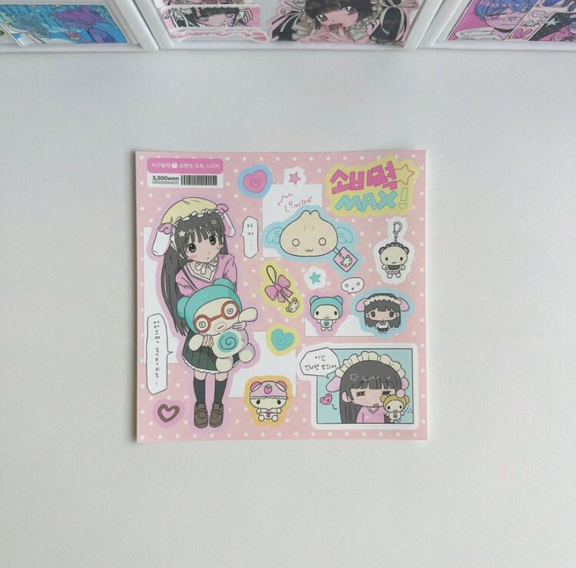 cartoon girly sticker sheet
