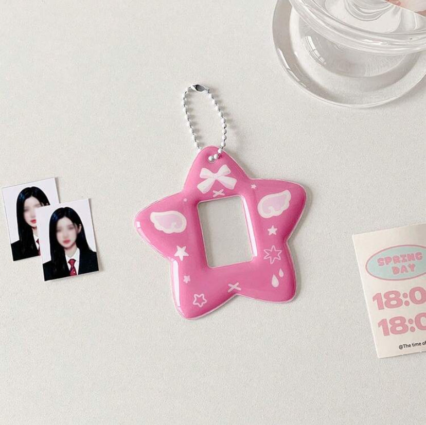pastel star picture holder keychain