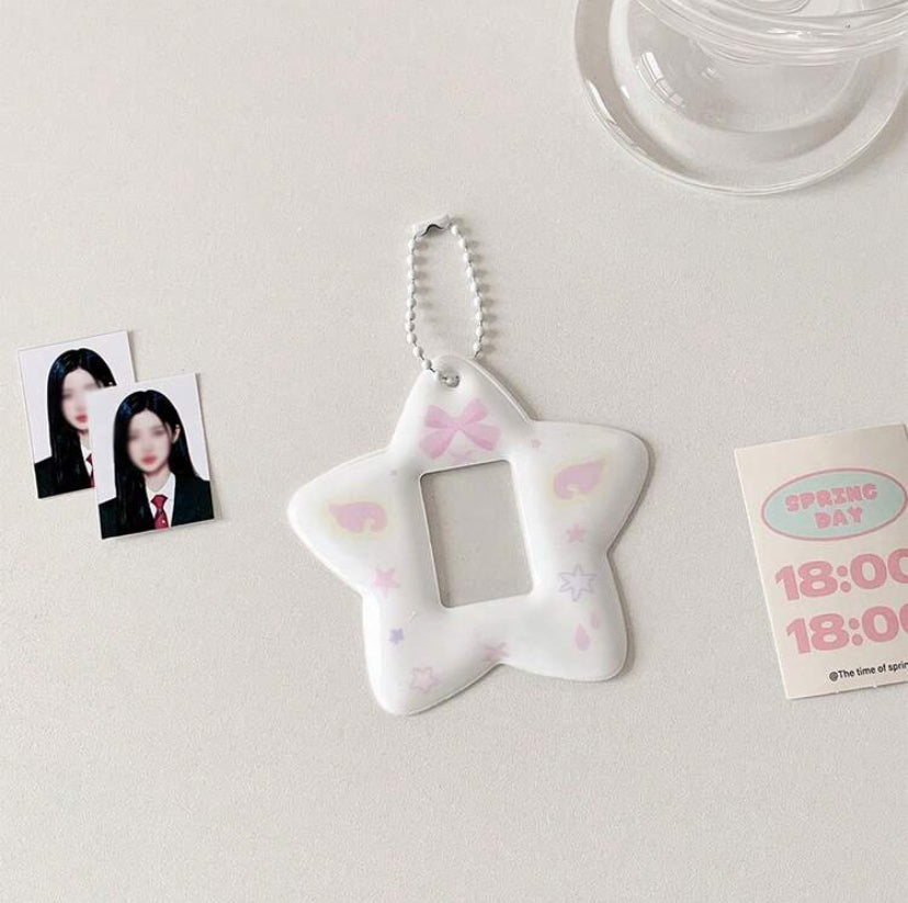 pastel star picture holder keychain