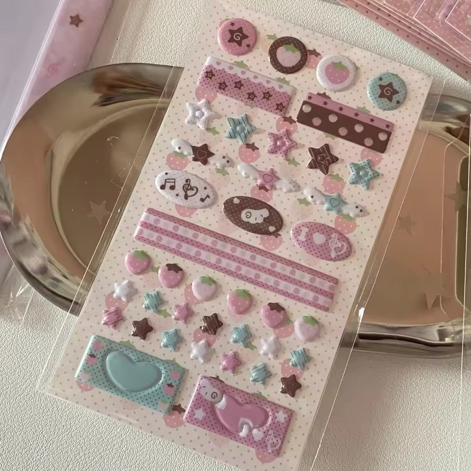 pink | brown aesthetic puffy stickers