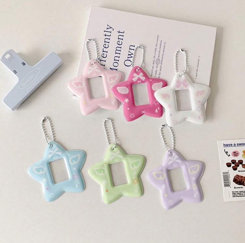 pastel star picture holder keychain