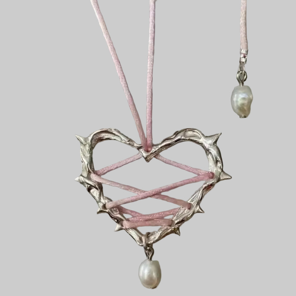 kpop bow heart necklace chocker