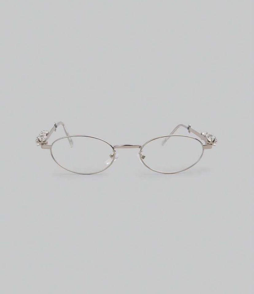 oval rhinestone glasses frame