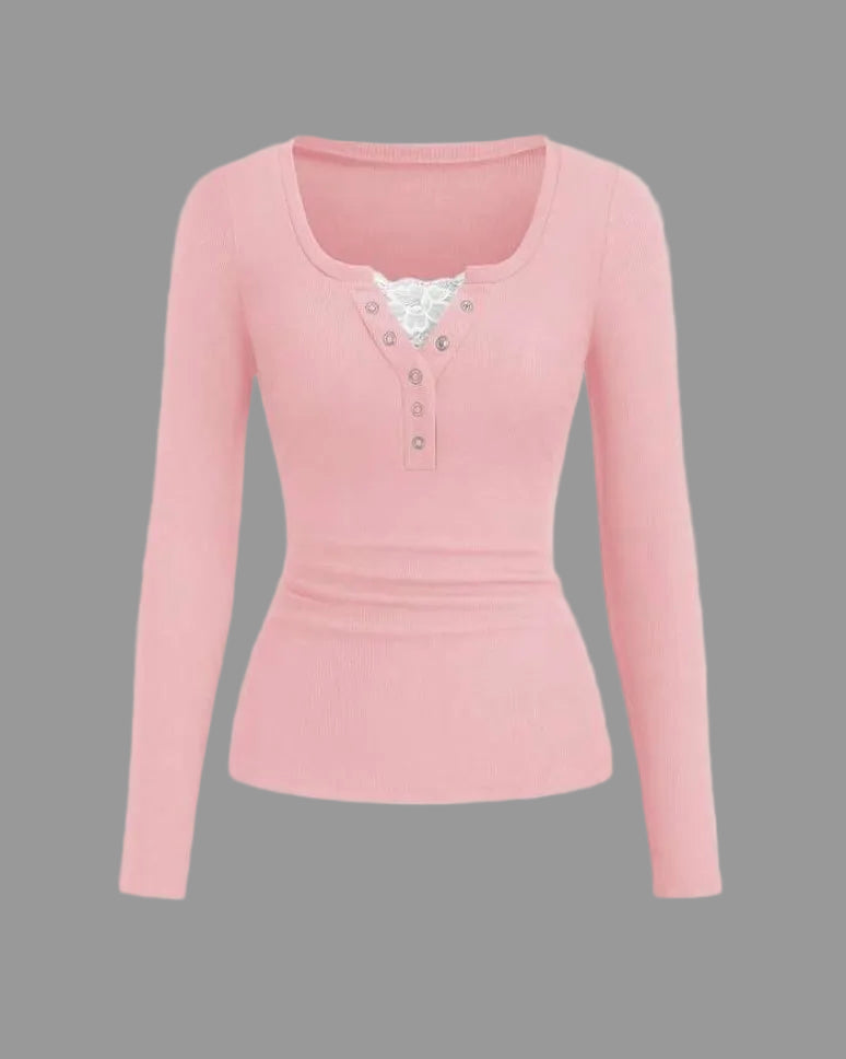 henley lace top