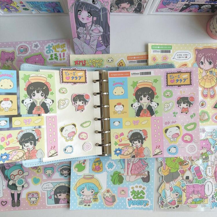 cartoon girly sticker sheet