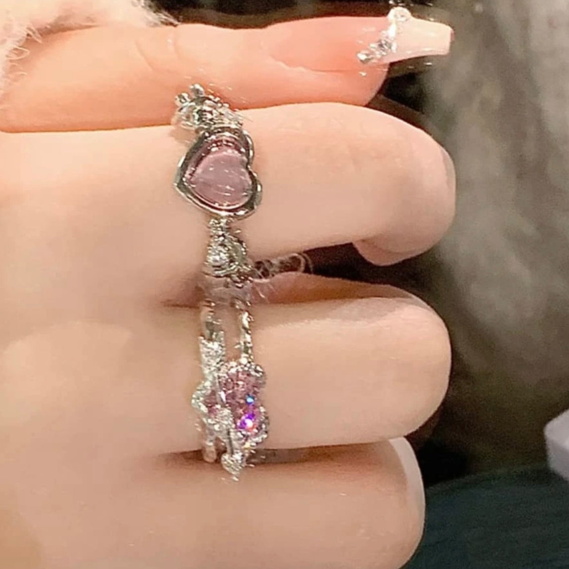 y2k pink rings set (13 rings)